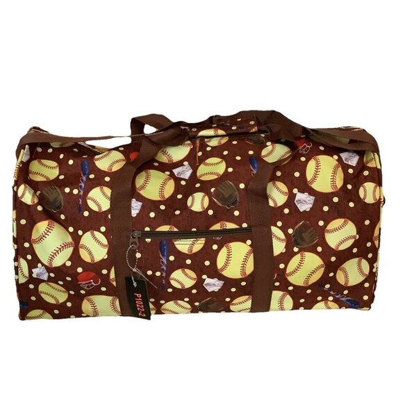 Overisized Duffel Gym Bag With Baseball Items Printed All Over Bag. New - Picture 1 of 7